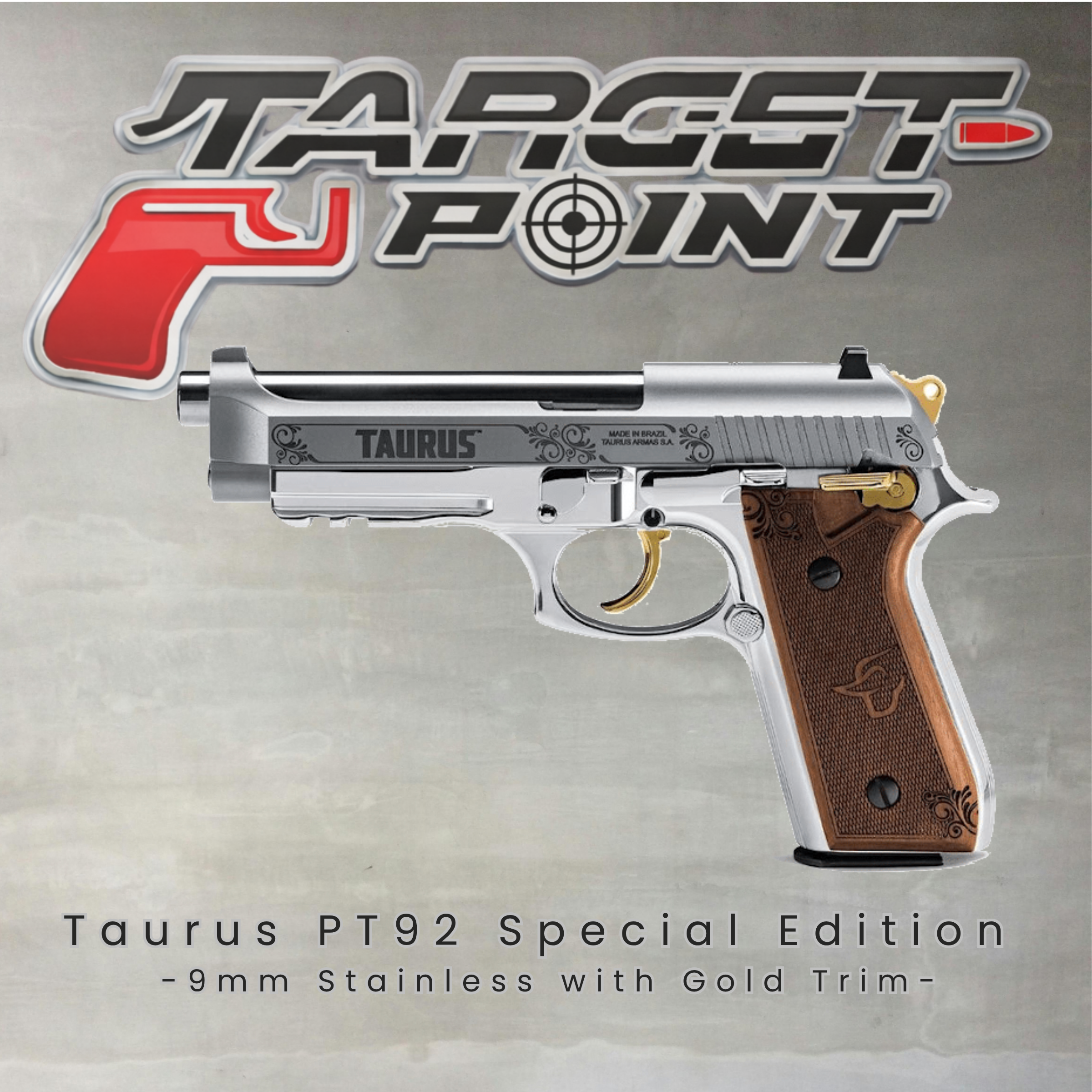 Taurus PT92 Special Edition 9mm Stainless with Gold Trim