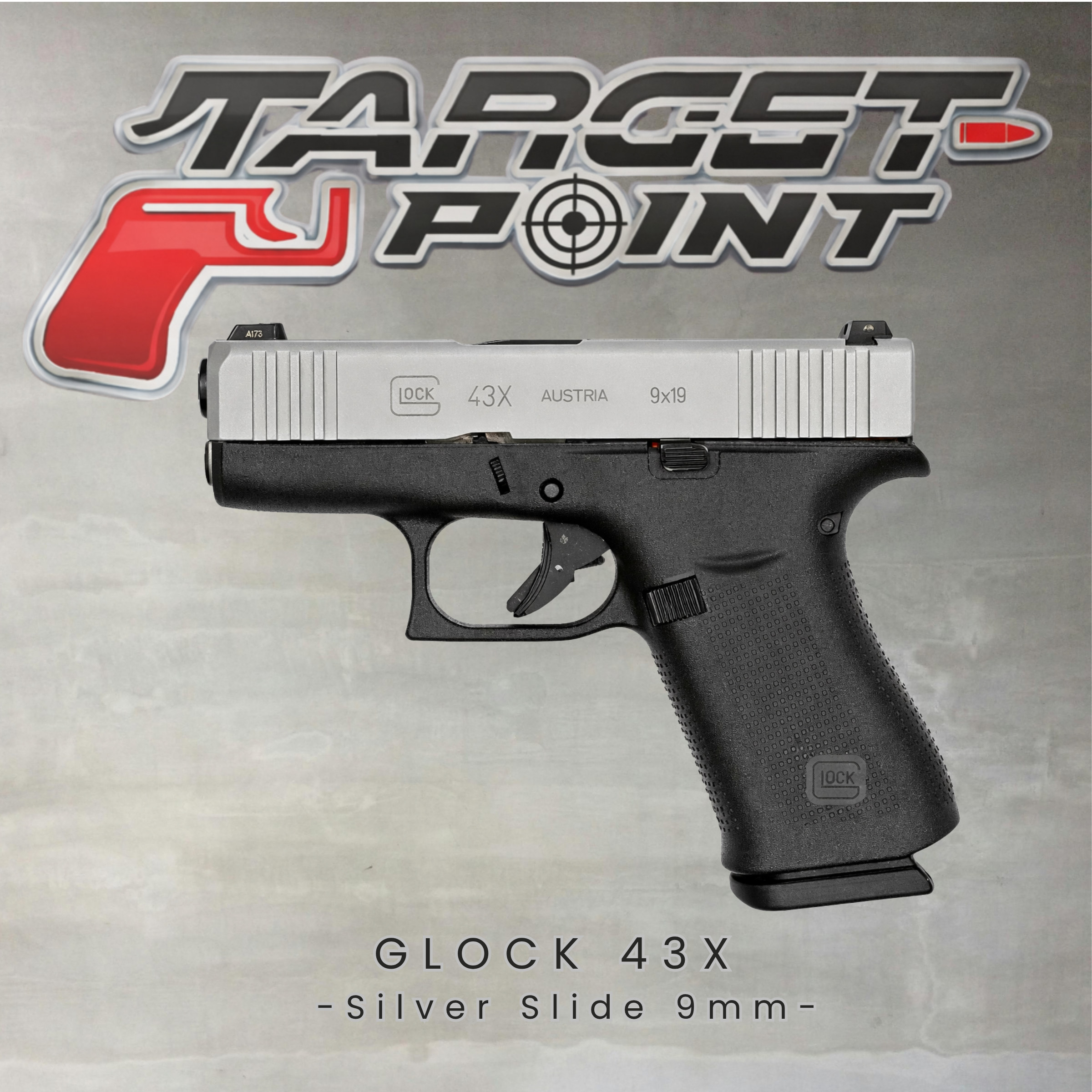 GLOCK 43X Silver Slide 9mm